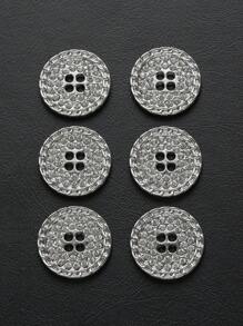 6pcs Elegant 15mm/18mm/20mm/22mm/25mm Rhinestone 4 Hole Round Metal Buttons For Shirts, Coats & Pants - Golden/Silvery Gray, Sewing Craft Supplies
