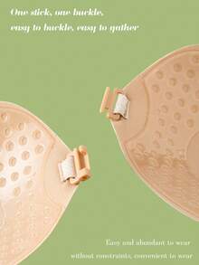 1 Set Reusable Adhesive Push-Up Bra In Skin Tone, And 1 Invisible Backless Bra Suitable For All Seasons