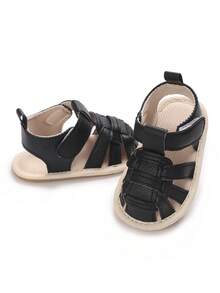 Newborn Infant Summer Sandals, Rubber Soft Sole Anti-Slip Breathable Shoes - Black - View 6