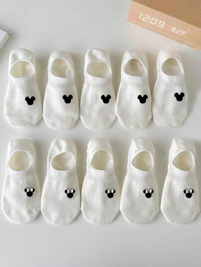 1/5/10 Paia di calzini da barca sottili per donna/uomo/coppia, con motivo di  e Topolino, traspiranti, morbidi e confortevoli, versatili e invisibili, adatti come regalo per vacanze, per il ritorno a scuola, per viaggi o per abbinamenti quotidiani