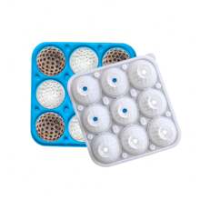 1 pièce Moule à glaçons en silicone en forme de balle de golf à 9 cavités avec couvercle, billes de glace rondes 3D convenant pour le whisky, les cocktails et la rafraîchissement des boissons, moule à boules de glace en silicone