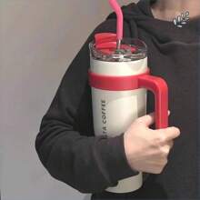 Copo Térmico inox 1200ml 1,2 Litros Com Alça E Canudo Copo Inoxidável Ótima Qualidade Para Gelar Sua Bebida O Copo Do Momento