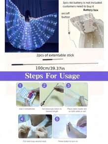 LED Fairy Wings, Multi-Color Gradient Lights, Halloween, Music Festival, Transparent Chiffon, Stage Performance, 3D Stereoscopic,