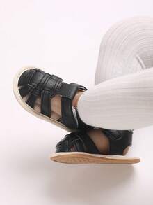 Newborn Infant Summer Sandals, Rubber Soft Sole Anti-Slip Breathable Shoes - Black - View 8