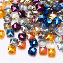 50 件/包 6 毫米/8 毫米中心孔网格方形 8 毫米边缘孔扁平玻璃珠，DIY 珠宝配件，适用于手链、钥匙扣、腰链、鞋子、服装和其他工艺品 - 網格扁方 - 查看 19
