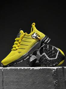 Plus Size Men's Casual Breathable Sports Running Shoes, Outdoor Fashion Solid Color Lightweight Training Sneakers