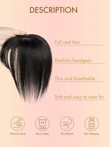 女士真人发髻，带刘海 - 丝绸底座，手工夹入式假发，遮盖白发，增加蓬松度，直棕色原生发髻，适合稀疏发质