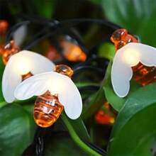1 Peça Luzes de Corda de Abelha Solar, 20/30/50 LED, Luzes de Corda Impermeáveis para Uso Externo, Luzes de Guirlanda de Jardim a LED, Decoração de Jardim Solar, Luzes Solares Impermeáveis para Pátio, Luzes de Fada Solares para Decoração de Jardim, Quintal, Varanda, Casamento e Festa
