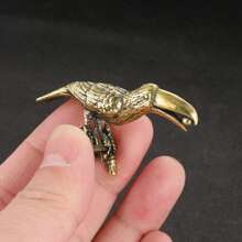Retro Brass Parrot Small Statue Desk Ornament Simulation Bird Animal Figurines Incense Holder Home Decoration Crafts Collections