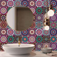 16 Peças Adesivos de Parede com Imitação Vintage de Azulejos Cerâmicos, Autoadesivo para Sala de Estar, Cozinha, Banheiro, Decoração de Escada, Brilho Removível, Decoração de Ambiente Personalizada para Decoração Doméstica