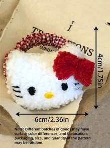 Sanrio 1/2Pcs Hello Kitty Hairpin Headband Cute Vintage Plaid Hairpin Double Horsetail Doll Woven Hair Rope(Some Parts May Be Random) Back To School