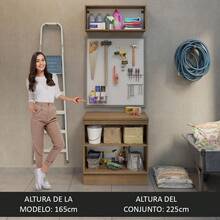 Modular Integral Furniture Garage Storage Madesa Brown And White Color - Coklat/Putih - View 4