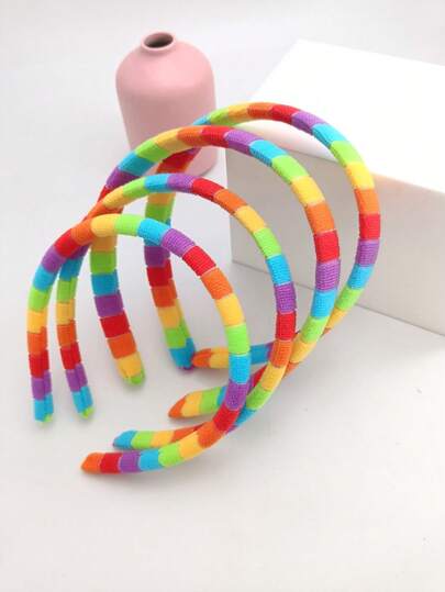 1pc Rainbow Striped Elegant ABS Plastic Hair Hoop, Suitable For Daily Wear