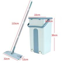 Mop And Bucket With Wringer Set, Hands-Free Flat Floor Mop And Bucket, With 2 Washable Microfiber Pads, Wet And Dry Use, Floor Cleaning System