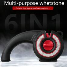 1pc 6-Head Rotary Knife Sharpener With Adjustable Sharpening Angle, Tungsten Steel & Ceramic Kitchen Knife Sharpener - Multicolor - View 1