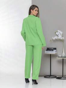 Women's Blazer And Tailored Pants Set Winter Cold Mother's Day Casual - 薄荷綠 - 查看 9