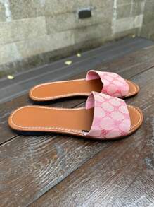 Damen Flache Sandalen, einfache flache Riemen Slide Sandalen, Peep-Zehen Sommer Pantoffeln, geeignet für Kleider, Ausgehen, Strand, Wohnung, erhältlich in Braun, Schwarz, Leopard, Rot, Grün, Blau, Gelb, Silber, Orange, Weiß, Gold, Rosa, für Lässig und Urlaubstragen