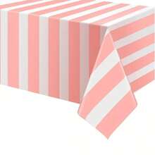 Mantel de plástico a rayas rojas y blancas, mantel rectangular con temática de carnaval/circo para festivales, fiestas, picnics, 137.16 x 274.32 cm