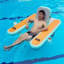 Inflatable Pool Float Lounger For Adults, Water Floating Chair Pool Float Raft With Cup Holder And Backrest For Swimming Pool, Lake, Party And Beach - Mint Green - View 1
