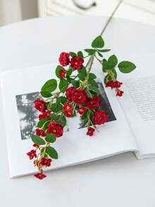 1/80支仿真丝玫瑰花，逼真植物，适用于家居、餐厅、客厅、户外花园装饰，母亲节礼物、生日礼物、毕业礼物、婚礼季、插花艺术、摄影道具、秋季、春季、花瓶、花墙、花环、新娘捧花、婚礼装饰、DIY花环材料、生日派对装饰、家居装饰配件、情人节 - 紅色 - 查看 4