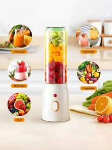 1个便携式榨汁搅拌机，带搅拌杯，双杯设计，USB充电式果汁杯，多功能，适合学生和家庭使用，可用于制作冰沙、奶昔、果汁，是厨房、家庭、旅行的理想之选，也是实用的新年和圣诞节礼物（女士适用）。