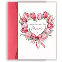 1 pièce, Carte pour la fête des mères avec motif floral (avec enveloppe). Fleurs entourées d'un motif en forme de cœur. Convient pour toute occasion, parfaite carte de vœux pour les mères le jour de la fête des mères (12 cm / 4,7 po x 17 cm / 6,7 po)