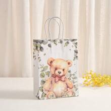 24/1 Set Forest Tiger, Bear, Lion, Leopard Animal Kraft Paper Gift Bags, Birthday Party Favor Bags With Handles