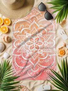 1pc Ultra Soft Mandala Pattern Printed Microfiber Beach Towel, Home Decor, Suitable For Beach, Swimming Pool, Camping And Travel, Extremely Comfortable