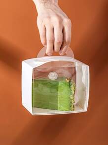 5pcs/Set White Transparent Window Cake Boxes With Base, Two Shapes Available, Material, Suitable For Cake Shops, Dessert Shops, Household Use, Gift Packaging, Great Cake Packaging Box (No Stickers Included)