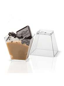 12/25/50/100 pièces Coupes à dessert en plastique transparent, petites coupes carrées en plastique transparent pour gelée, convient pour les fêtes, les mousses, les crèmes-desserts, les desserts, les mini-gâteaux glacés (réutilisables)
