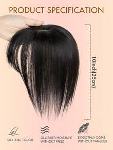 女士真人发髻，带刘海 - 丝绸底座，手工夹入式假发，遮盖白发，增加蓬松度，直棕色原生发髻，适合稀疏发质