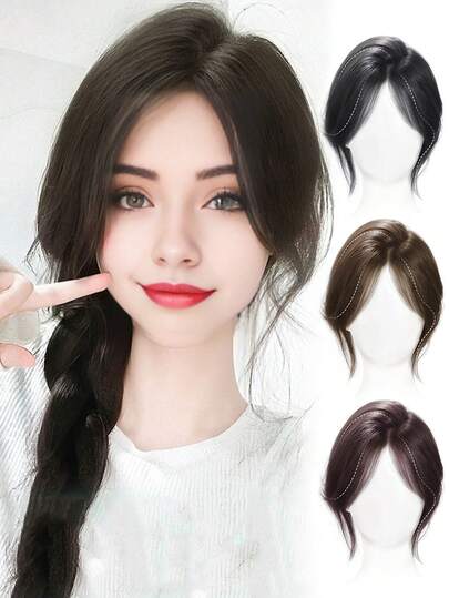 Synthetic Bangs Wig For Women With Natural Fluffiness And Increased Hair Volume 3D Eight Character Facelift Bangs Middle Part Fake Bangs Fringe Synthetic Topper Hairpiece Clip-In Bang Extension Natural Invisible Clourse Hairpiece Women