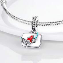 1pc Medical Series Silver Colorful Enamel Charms For 3mm Bracelet Necklace DIY Making Beads Pendant Ideal For Nurses Doctors And Medical Students On Nurses' Day Graduation Hospital - Events And As Appreciation Gifts