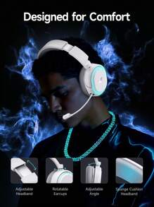 Picun Picun G2 2.4GHz Wireless Over-Ear Game Headphone, 2.4GHZ Wireless Game Headset, Ultra-Low Latency Mode, Noise Cancelling 5.3 Headset With Microphone, Hi-Res Audio, Wireless V5.4 For Fast & Stable Connection, 100Hrs Long Battery Time