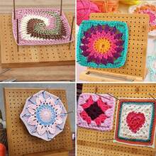 1 Pcs Handcrafted Wooden Blocking Board Crochet, Blocking Board For Square, Super Sturdy Blocking Board Crochet Wood For Crochet And Knitting Projects, Full Kit With Stainless Steel Pins, 1 Stand, For Crochet And Knitting Accessories Gifts---Wood Color - Wood Color - View 6