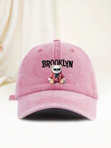1pc Cartoon Brooklyn Bear Pattern Printed Adjustable Breathable Baseball Cap, Unisex Vintage Summer Hat, Sun Protection, Suitable For Travel, Sports And Daily Wear - Multicolor - View 14