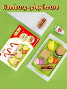 1 套逼真汉堡包、冰淇淋玩具厨房假装食物切割玩具、益智玩具、儿童节日礼物