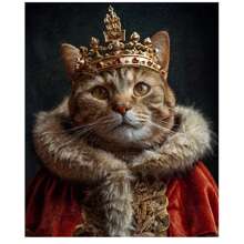 1 Pc Optional Frame Posters Wall Arts Animals Renaissance Royal Pet Portrait Photo Poster Funny Animal Wear Crown Canvas Painting Wall Art For Living Room Home Decor Mural ,Wall Art With Frame