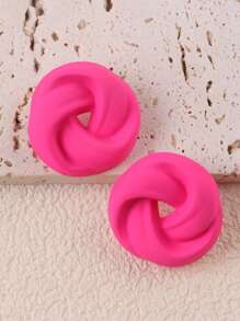 1 Pair Of Geometric Cookie Candy Color Stylish Earrings For Women