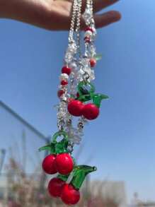 1 Peça Colar de Morango Estilo Doce para Mulheres, Colar Pingente de Contas de Folha de Morango, Adequado para a Maioria das Pessoas Usarem, como Presente para Namoradas, Presentes de Feriado, Dia dos Namorados, Mãe, Dia das Mães, Presente