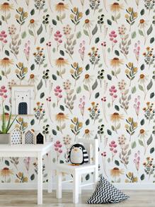 Wildflower Wallpaper Peel & Stick Botanical Bathroom Wallpaper Vintage Herb Watercolor Flower Wallpaper Self Adhesive FloralWallpaper Wall Paper Wall Stickers Room Decor Wall Decor Kitchen Bedroom Living Room Decor