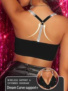 Women's Simple Front Closure Wireless Bra - Black - View 3