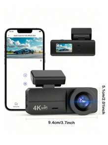 كاميرا شاشة السيارة الأمامية بدقة 4K، كاميرا شاشة السيارة عبر واي فاي، كاميرا شاشة السيارة بدقة 4K، كاميرا سيارة عبر واي فاي مع التحكم بالتطبيق، كاميرا شاشة السيارة بشاشة 1.47 إنش مع مراقب مواقف 24 ساعة (طقم الأسلاك الكهربائية غير مدرج)، مستشعر الحركة