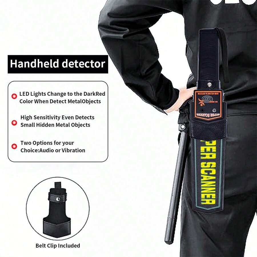 1pc Handheld Metal Detector, Metal Detection, Outdoor Gold Finder, Portable Scanner For Checking Guard Tools, Suitable For Airport Train Subway Checking Point - màu đen - Xem 1