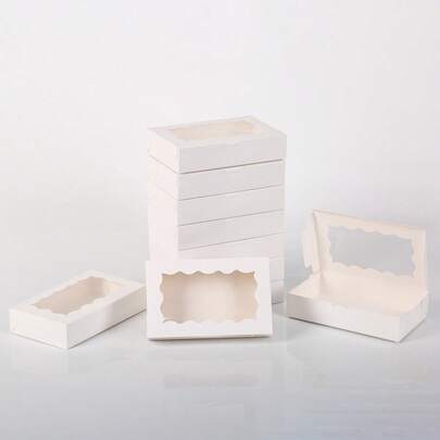 5 件/10 件/20 件现货透明窗口礼品盒，矩形白色透明窗口盒，适用于婚礼、派对、情人节、生日、家庭聚会