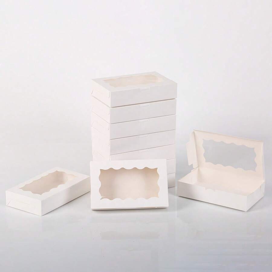 Cajas de regalo con ventana transparente, 5 piezas/10 piezas/20 piezas en stock, cajas rectangulares blancas con ventana transparente para bodas, fiestas, San Valentín, cumpleaños, reuniones familiares
