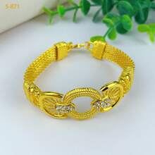 1set Gold Plated Hollow Flower Jewelry Set: Necklace, Earrings, Bracelet, Ring, Fashion Bridal Jewelry Accessories For Middle East, Dubai, Europe & Africa, Suitable For Wedding, Party, Daily Wear, Mother's Day, Birthday, Holiday Gift - Yellow Gold - View 3