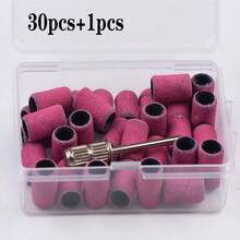 30 件/盒 带金属轴的砂纸带套装 指甲钻头 用于指甲油凝胶死皮老茧去除砂纸带刀 - 彩色 - 查看 2
