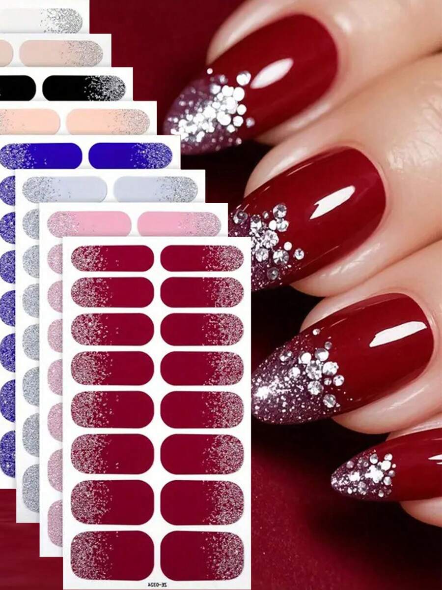 1pc 16pcs Solid Onion Pink Nail Stickers, Waterproof Oil-Proof No Baking Required, Fashionable Choice For Women - Multicolor - View 1