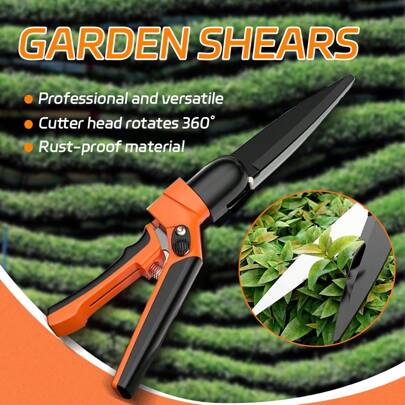 1 pièce de cisailles de jardinage robustes - taille précise pour les pelouses, fleurs, haies et arbres, poignée antidérapante en métal orange, sans assemblage requis, outil de jardinage de qualité industrielle, convient pour la maison et le jardin